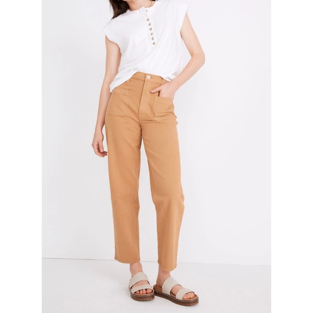 Madewell Women Garment Dyed Balloon Pants Patch Pocket 26 Autumn Gold High Rise